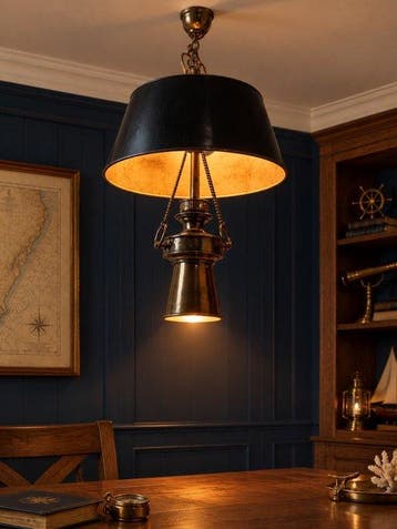 Scheepslamp - Franse Bouillotte hanglamp met 2 lampenkappen
