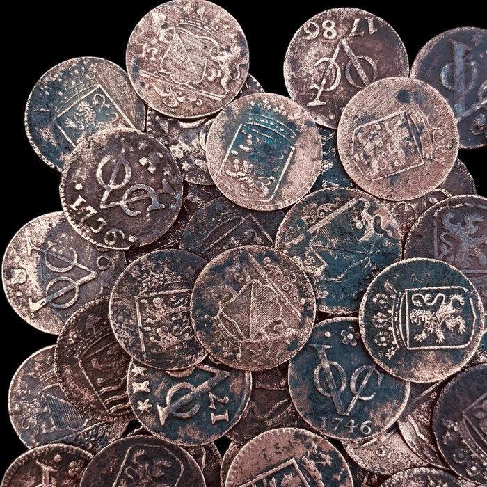 Nederlands-Indië. VOC Duiten 18e eeuw, 50 stuks, Postzegels en Munten, Munten | Nederland