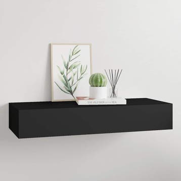 vidaXL Wandschap met lade 60x23,5x10 cm MDF zwart, Huis en Inrichting, Verzenden, Nieuw