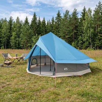 vidaXL Tipi Tent 18-persoons Blauw Polyester en Staal, Caravans en Kamperen, Verzenden, Nieuw
