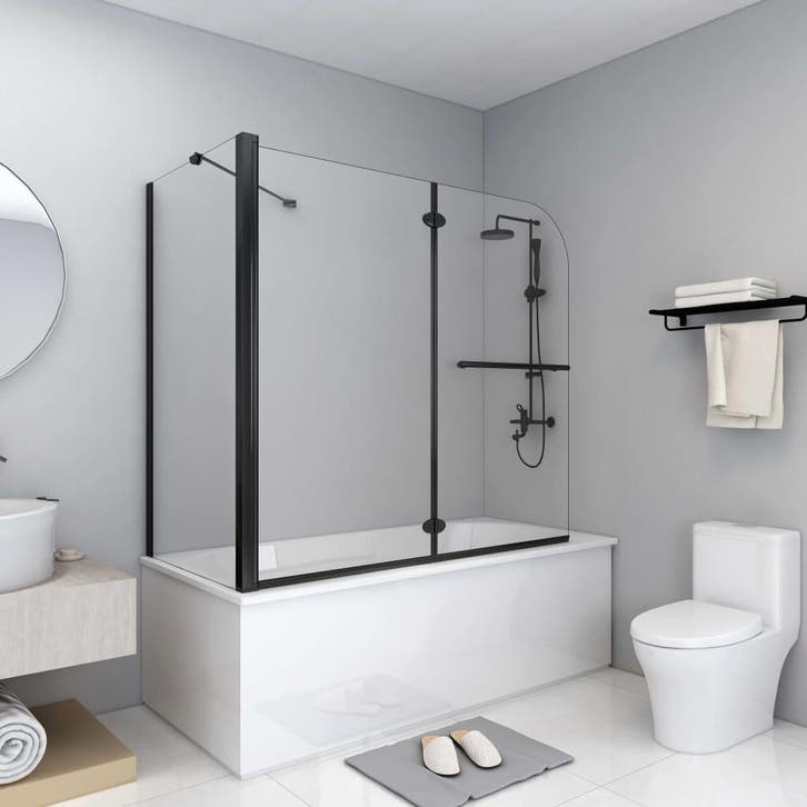 vidaXL Douche klapwand 120x68x130 cm ESG zwart, Bricolage & Construction, Sanitaire, Envoi