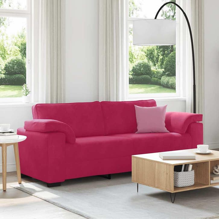 vidaXL 3-zitsbank / zetel wijnrood 220x77x82 cm fluweel, Huis en Inrichting, Zetels | Zetels, Nieuw, Verzenden