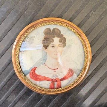 D. Loridon (S.XIX) - Retrato de dama con collar de coral