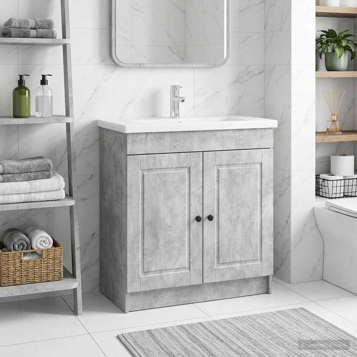 vidaXL Badkamer onder Wastafel Kast Betongrijs 56 x 37,5 x, Huis en Inrichting, Tafels | Kaptafels, Nieuw, Verzenden