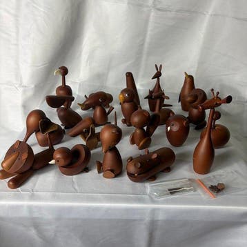Lot van 20 Senshukai Royal Pet vintage houten dieren