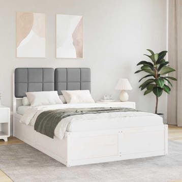 vidaXL Bedframe met Gevoerde Hoofdbord Lichtgrijs 120 x 200, Verzenden, Nieuw