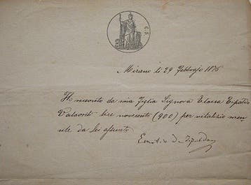 Themacollectie - 1876 Manuscript Ontvangstbewijs - Emilio De