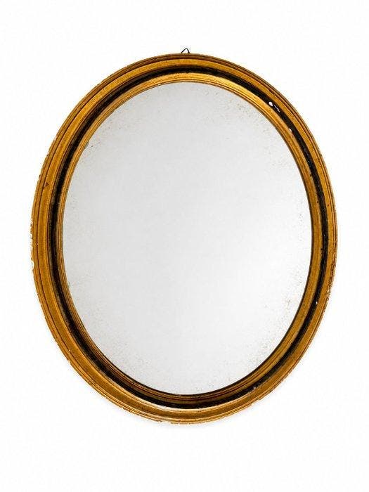 Spiegel - Hout, Glas - Ovaalvormige spiegel, Antiek en Kunst, Antiek | Overige Antiek