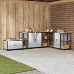 vidaXL Keukenopslag met plank met opslag Zilver 30 x 50 x 92, Verzenden, Nieuw