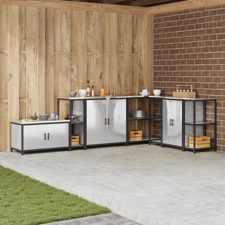 vidaXL Keukenopslag met plank met opslag Zilver 30 x 50 x 92, Huis en Inrichting, Kasten | Overige, Nieuw, Verzenden