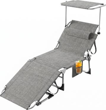 Ligstoel inklapbaar met dak, tuinligstoel 194 x 67,5 x 29 cm, Verzenden, Nieuw