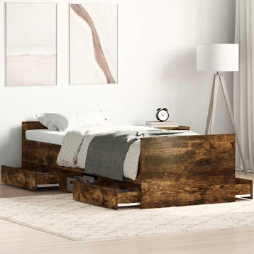 vidaXL Bedframe met hoofd- en voeteneinde gerookt eikenkleur, Verzenden, Nieuw