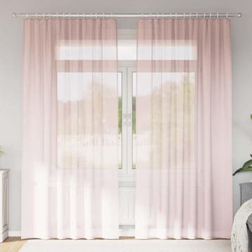 vidaXL Gordijnen voile met roedezakken 2 st lichtroze, Huis en Inrichting, Stoffering | Gordijnen en Lamellen, Verzenden, Nieuw