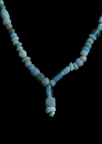 Oud-Romeins lichtblauw glas Kralenketting (Zonder