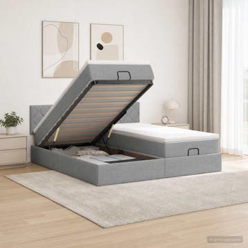 vidaXL Ottoman bed met matras met hoofdeinde 2 st Lichtgrijs, Verzenden