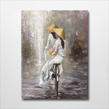 Nguyen Robert (1958) - Promenade vietnamienne 80 60 cm
