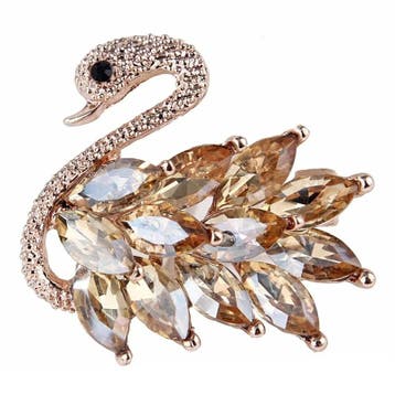 Fako Bijoux - Broche - Zwaan - 40x36mm - Goudkleurig -, Verzenden