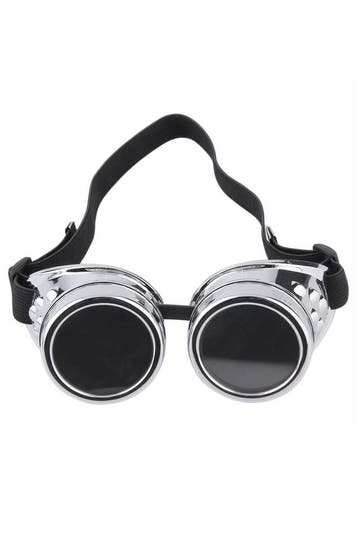 KIMU® Goggles Steampunk Bril Zilver Chroom Montuur Zonnebril, Ophalen of Verzenden, Nieuw