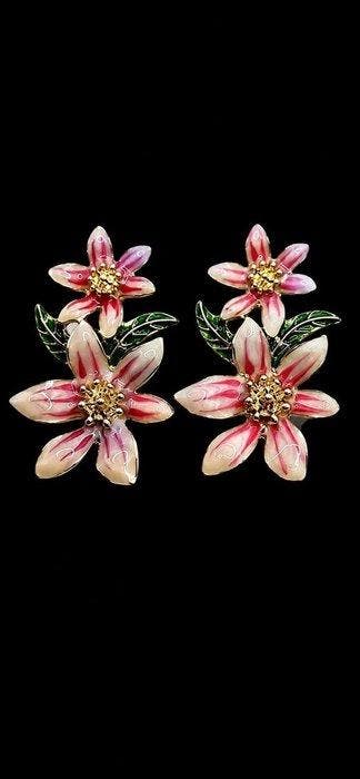 Oscar de la Renta - Stijl Bloemen Oorbellen - Oorbellen -