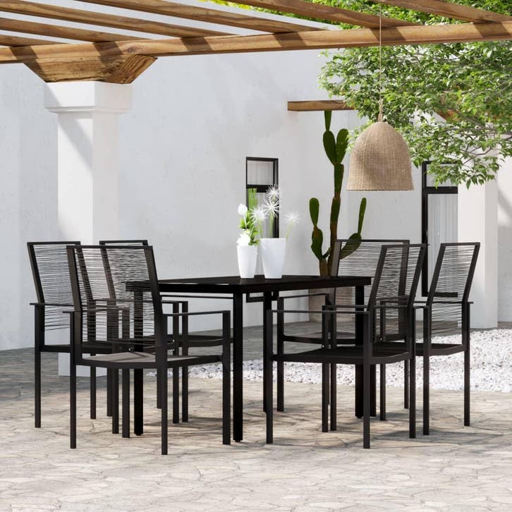vidaXL 7-delige Tuinset zwart, Tuin en Terras, Tuinsets en Loungesets, Tuinset, Nieuw, Verzenden