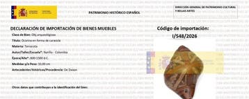 Precolumbiaans. Nariño Keramische Schelp-ocarina Met een
