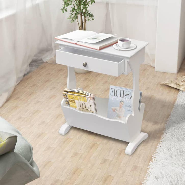 vidaXL Tijdschriftenrek Melrose wit, Huis en Inrichting, Woonaccessoires | Krantenbakken en Lectuurbakken, Nieuw, Verzenden