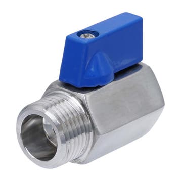 G 1 M/F 2-Weg RVS Mini Kogelkraan 69 Bar PTFE - TamesonPRO, Verzenden