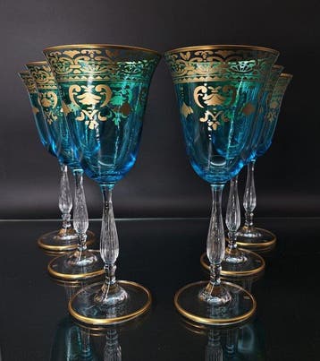 Artemisia Bohemia Firmati - Verre à vin (6) - Cristal, Or
