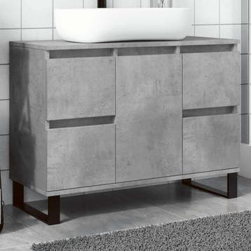 vidaXL Badkamerkast 80x33x60 cm bewerkt hout betongrijs, Verzenden, Nieuw