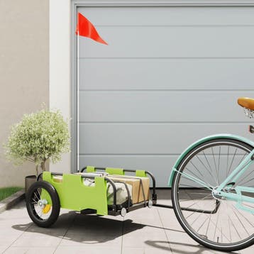 vidaXL Fietstrailer oxford stof en ijzer groen, Verzenden, Nieuw