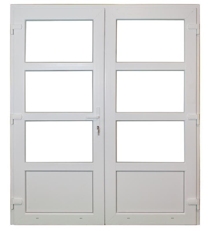 PVC Dubbele deur 3/4 glas Basic Plus b150xh204 cm wit, Bricolage & Construction, Fenêtres & Moustiquaires, Enlèvement ou Envoi