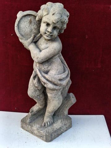 Statue, Putto che suona il Tamburino - 47 cm - Pierre de, Antiquités & Art