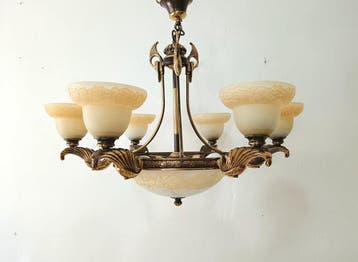 Lampe à suspendre - Grand lustre araignée avec abat-jour en