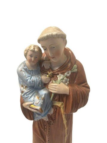 Beeldje - Heilige Antonius van Padua - 32 cm - Biscuit, Antiek en Kunst