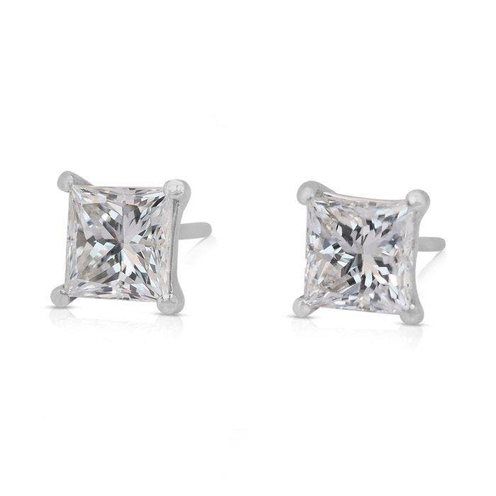 Oorbellen - 18 karaat Witgoud - 2.00ct. tw. Diamant, Handtassen en Accessoires, Oorbellen