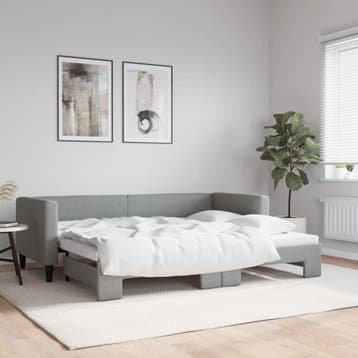 vidaXL Slaapbank met onderschuifbed 80x200 cm stof, Verzenden, Nieuw
