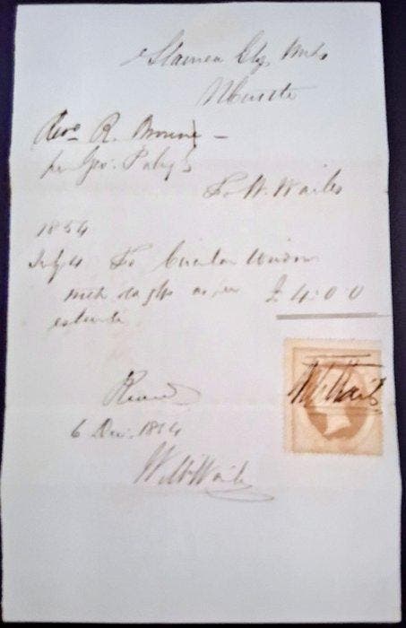 Groot-Brittannië 1853 - 2 kwitanties uit 1854 met fiscale, Timbres & Monnaies, Timbres | Europe | Royaume-Uni