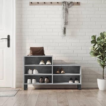 vidaXL Schoenenkast 102x36x60 cm bewerkt hout betongrijs, Verzenden