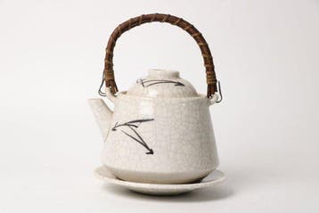 Set van 3 Japanse studio-keramische theeserviezen – theepot,
