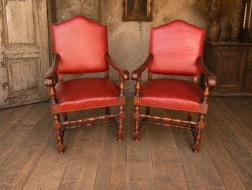 Fauteuil - Bois, Cuir - Fauteuil de chambre