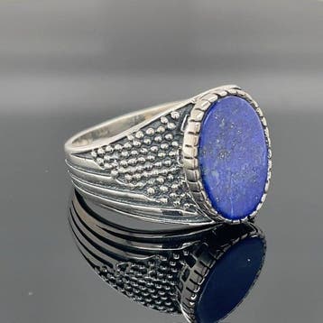 Zilver - Ring - lapis lazuli, Antiek en Kunst
