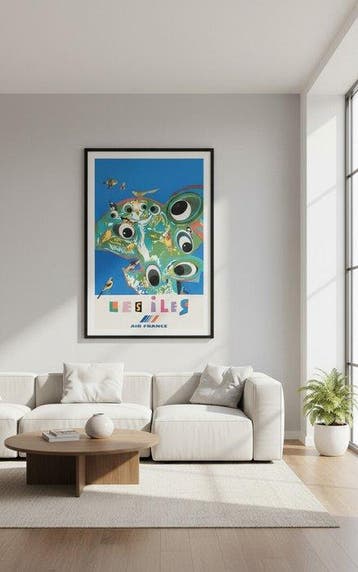 Roger Bezombes - Air France - Affiche dagence « Les Îles –