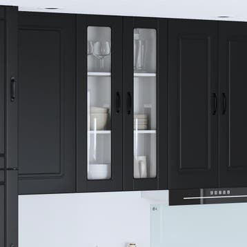 vidaXL Wandglas Kasten PORTO Zwart 60 x 31 x 100 cm Bewerkt, Verzenden