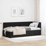 vidaXL Hoek Bed Frame met hoofdeinde Zwart 90 cm x 200 cm, Huis en Inrichting, Slaapkamer | Bedden, Verzenden, Nieuw
