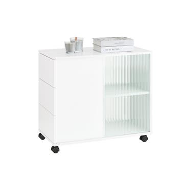 2dekans | SoBuy Bijzetkastje met Wielen FBT141-W - 3 Laden -, Huis en Inrichting, Tafels | Salontafels, Ophalen of Verzenden, Nieuw