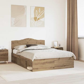 vidaXL Bedframe Ambachtelijk Eiken 150 x 200 cm Massief, Verzenden