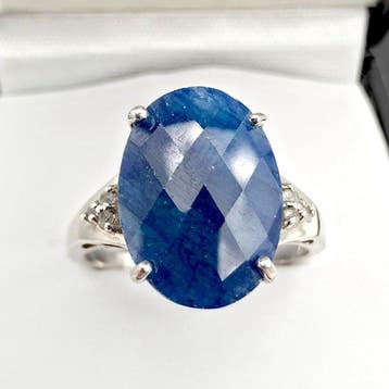 Zonder minimumprijs - Ring Zilver - saffier, Nieuw