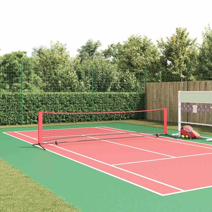 vidaXL Tennisnet Zwart en Rood 396 x 92 x 87 cm Polyester, Sport en Fitness, Tennis, Nieuw, Verzenden