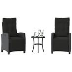vidaXL 3-delige Bistroset met kussens poly rattan zwart, Verzenden