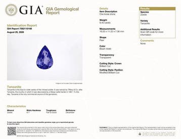 1 pcs Violet, Blauw Tanzaniet - 8.40 ct - Gemological, Nieuw